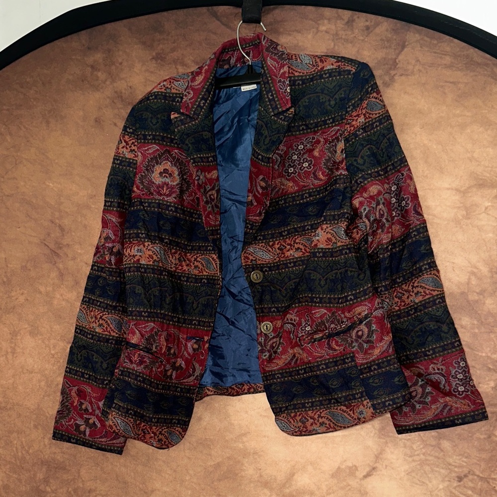 Vintage-Inspired Multicolor Paisley Blazer from Napa Valley Petite